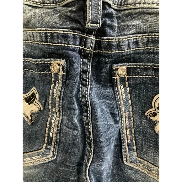 Miss Me Western Los Angeles Bootcut Jeans Size 32 Cross Pocket Embellished - Picture 6 of 9